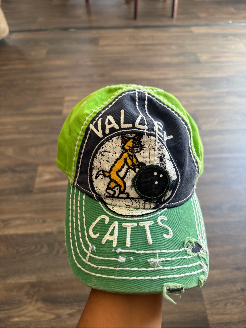 Rare True Religion Valley Catts Green Distressed hat